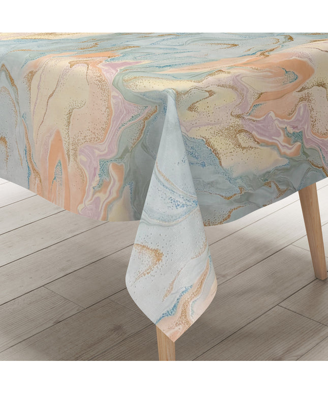 Wachstuch Tischdecke marmoriert rosa hellblau