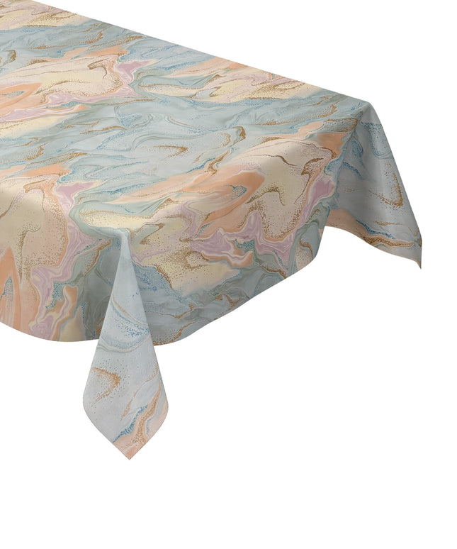 Wachstuch Tischdecke marmoriert rosa hellblau
