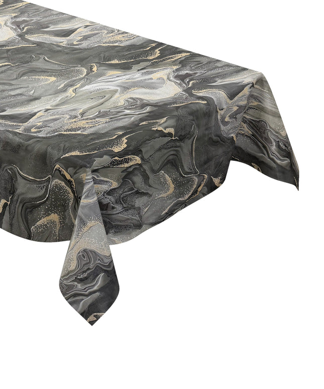 Wachstuch Tischdecke Marmor anthrazit gold