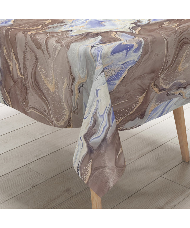 Wachstuch Tischdecke Marmoroptik braun blau