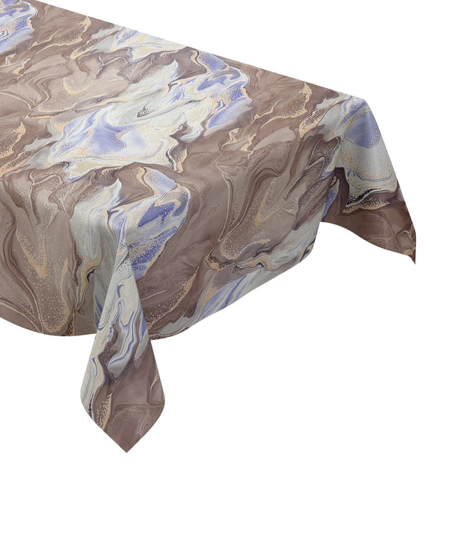 Wachstuch Tischdecke Marmoroptik braun blau