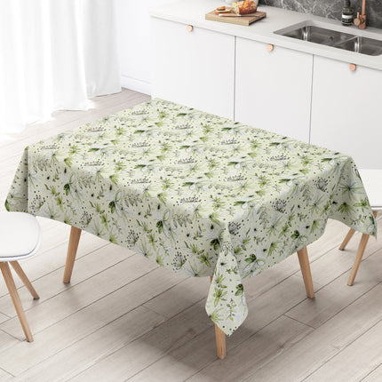 Wachstuch Tischdecke hellgrün Gräser Blumen