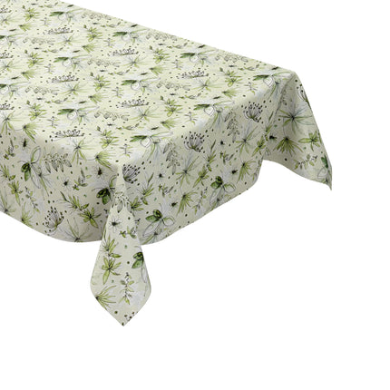 Wachstuch Tischdecke hellgrün Gräser Blumen