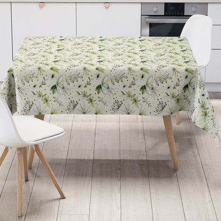 Wachstuch Tischdecke hellgrün Gräser Blumen