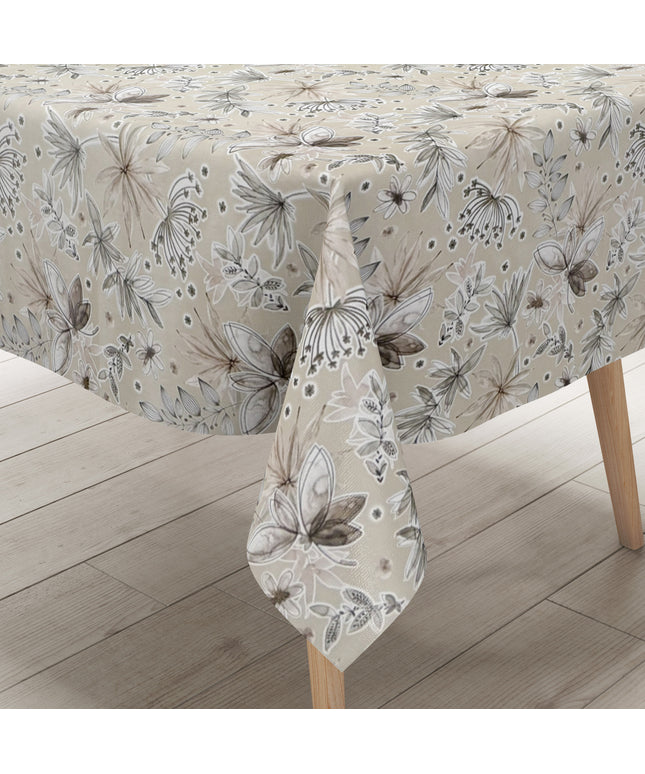 Wachstuch Tischdecke 06343-02 beige Kräuter Blüten Gräser eckig rund oval