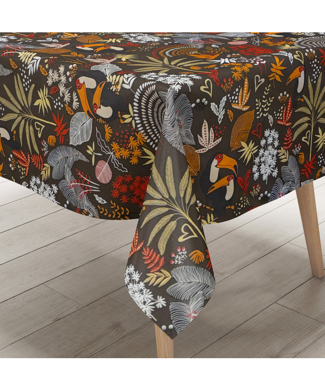 Wachstuch Tischdecke 06349-02 braun Paradies Tukan Dschungel eckig rund oval