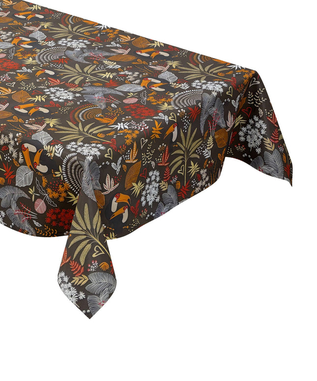 Wachstuch Tischdecke 06349-02 braun Paradies Tukan Dschungel eckig rund oval