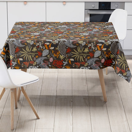 Wachstuch Tischdecke 06349-02 braun Paradies Tukan Dschungel eckig rund oval