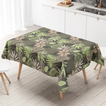 Wachstuch Tischdecke mit Dschungelmotiv olivgrün