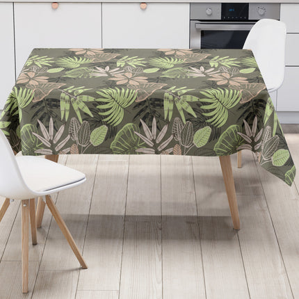 Wachstuch Tischdecke mit Dschungelmotiv olivgrün