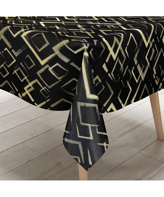 Wachstuch Tischdecke Geometrie schwarz gold