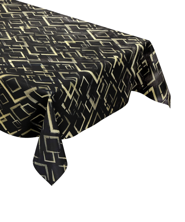 Wachstuch Tischdecke Geometrie schwarz gold
