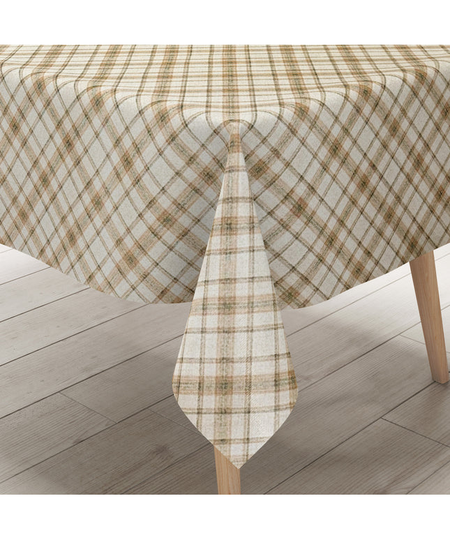 Wachstuch Tischdecke Schottenkaro beige grün