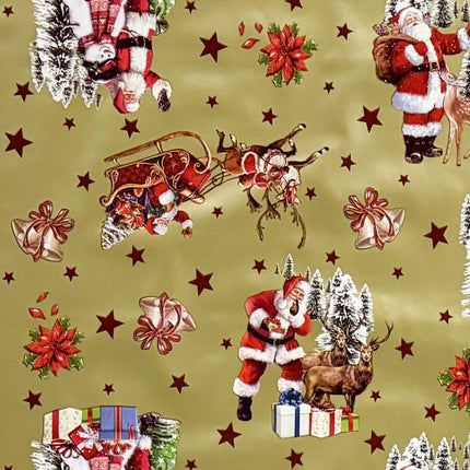 Wachstuch Tischdecke 137C gold Weihnachten Sterne Weihnachtsmann eckig rund oval