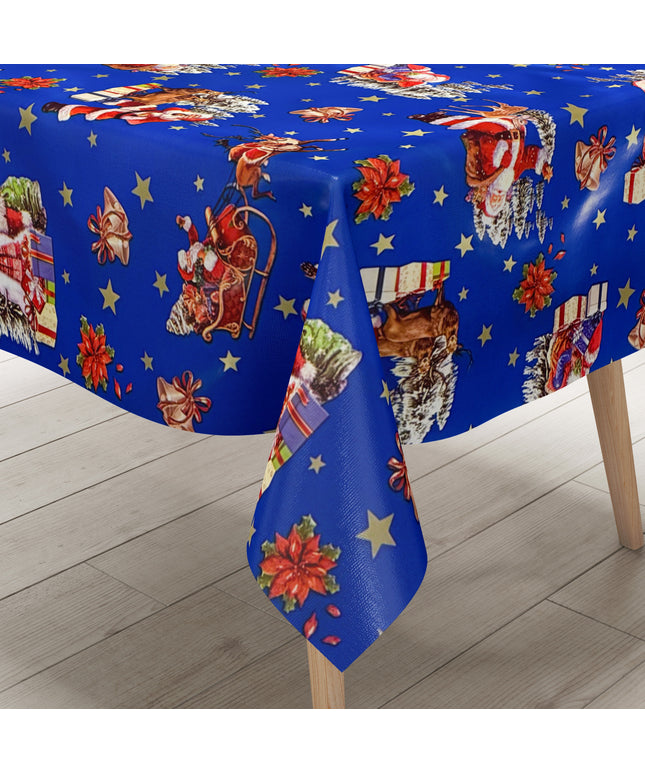Wachstuch Tischdecke Weihnachten blau