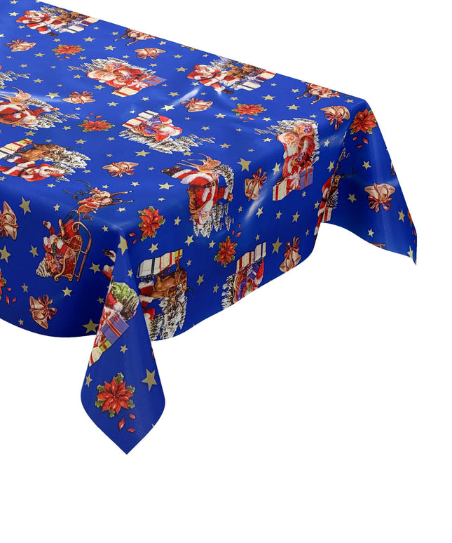 Wachstuch Tischdecke Weihnachten blau