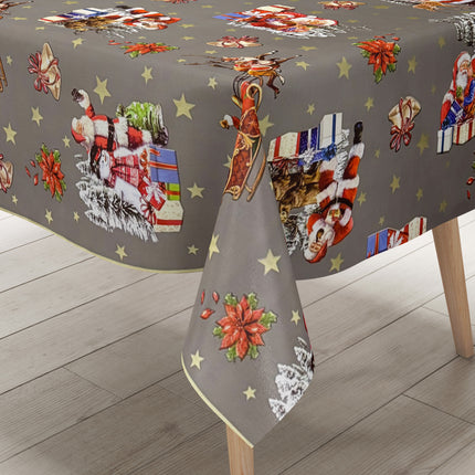 Wachstuch Tischdecke Weihnachten grau