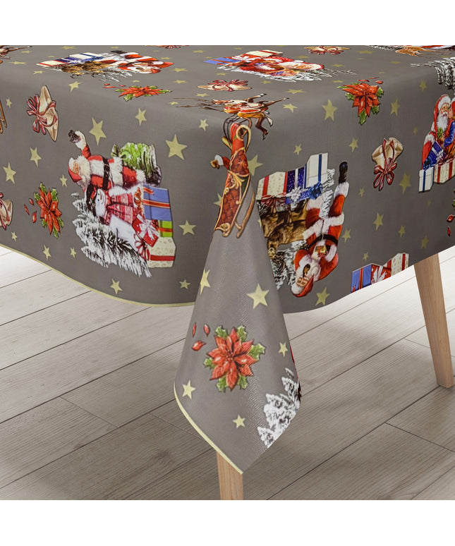 Wachstuch Tischdecke Weihnachten grau