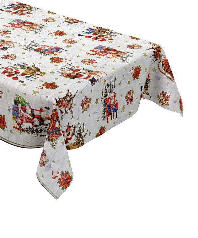 Wachstuch Tischdecke Weihnachten weiß