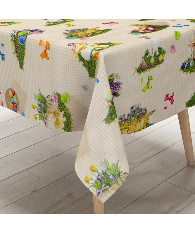 Wachstuch Tischdecke kariert beige Ostern