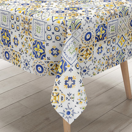 Wachstuch Tischdecke 191A Mosaik blau gelb Fliesen Portugal eckig rund oval