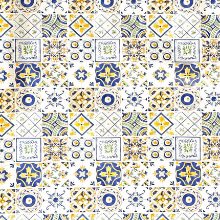 Wachstuch Tischdecke 191A Mosaik blau gelb Fliesen Portugal eckig rund oval