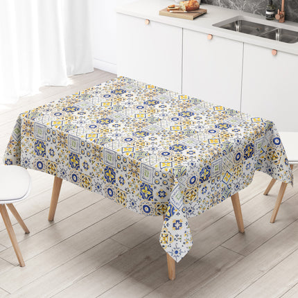 Wachstuch Tischdecke 191A Mosaik blau gelb Fliesen Portugal eckig rund oval