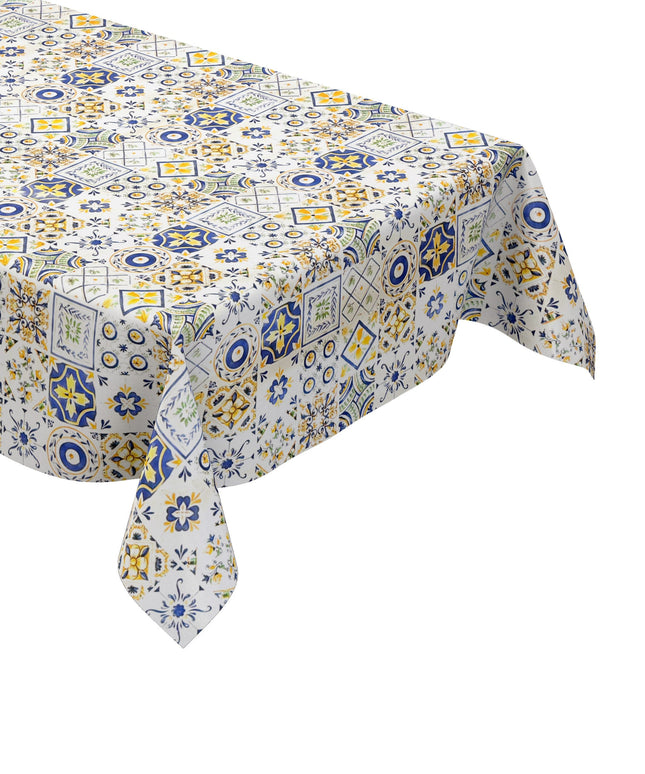 Wachstuch Tischdecke 191A Mosaik blau gelb Fliesen Portugal eckig rund oval