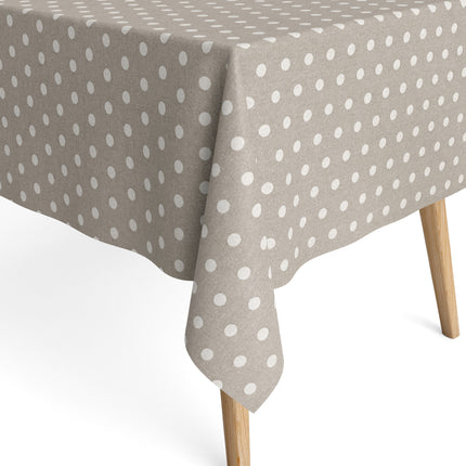 Jacquard Tischdecke beschichtete Baumwolle 160 cm Breite VAN GOGH BLANCO beige Punkte eckig rund oval