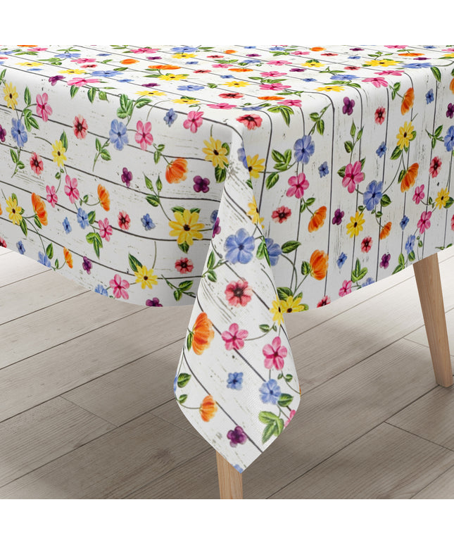 Wachstuch Tischdecke Blümchen auf Holz