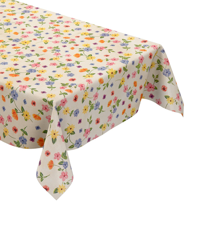 Wachstuch Tischdecke Blumenwiese beige