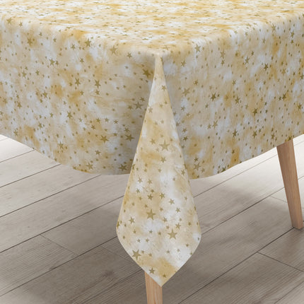 Wachstuch Tischdecke goldene Sterne auf beige
