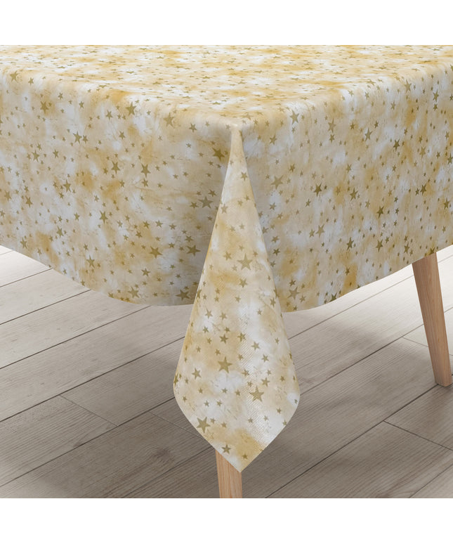 Wachstuch Tischdecke goldene Sterne auf beige