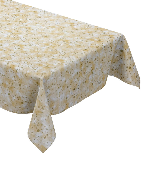 Wachstuch Tischdecke goldene Sterne auf beige
