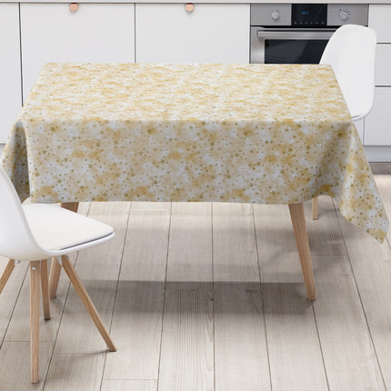 Wachstuch Tischdecke goldene Sterne auf beige