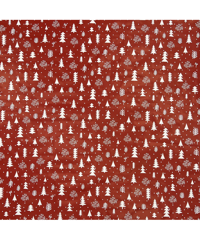 Wachstuch Tischdecke Weihnachten CY60 rot Tannenbaum Schnee - Größe, Form und Einfassung frei wählbar