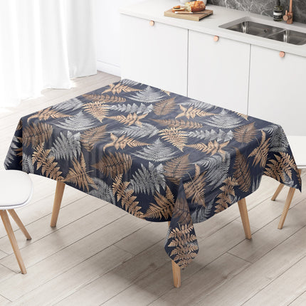 Wachstuch Tischdecke Farne marineblau
