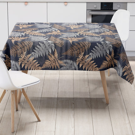 Wachstuch Tischdecke Farne marineblau