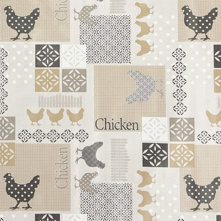 Wachstuch Tischdecke beige Hühner