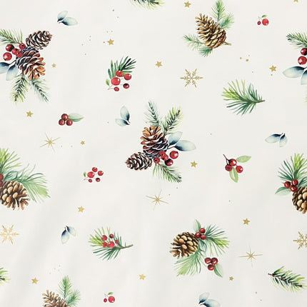 Wachstuch Tischdecke Weihnachten Advent mit Tannenzapfen und Sternen