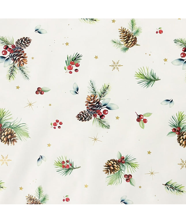 Wachstuch Tischdecke Weihnachten Advent mit Tannenzapfen und Sternen