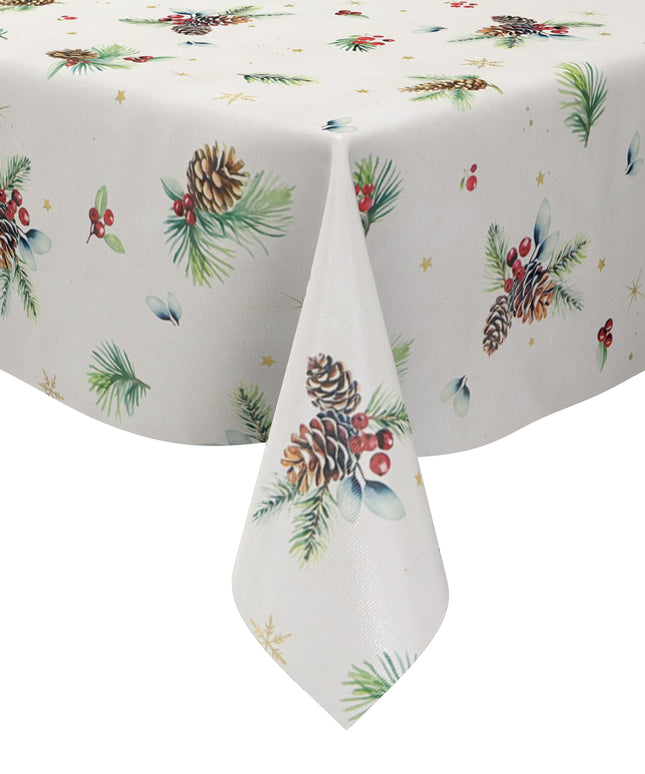 Wachstuch Tischdecke Weihnachten Advent mit Tannenzapfen und Sternen