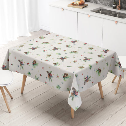 Wachstuch Tischdecke Weihnachten Advent mit Tannenzapfen und Sternen