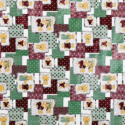 Wachstuch Tischdecke 4068-01 Teddy Kindermotiv grün rot eckig rund oval