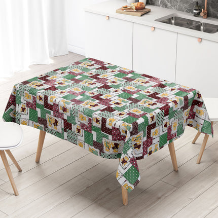 Wachstuch Tischdecke 4068-01 Teddy Kindermotiv grün rot eckig rund oval