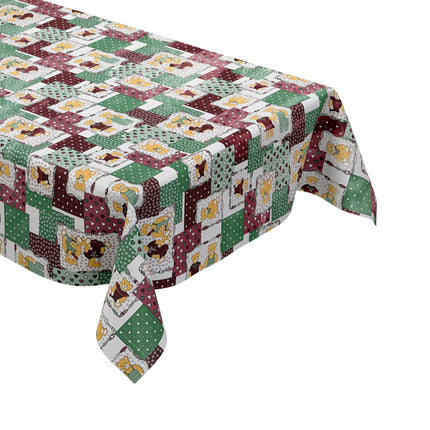 Wachstuch Tischdecke 4068-01 Teddy Kindermotiv grün rot eckig rund oval