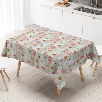Wachstuch Tischdecke 558-1 Herzen Love rosa grau eckig rund oval