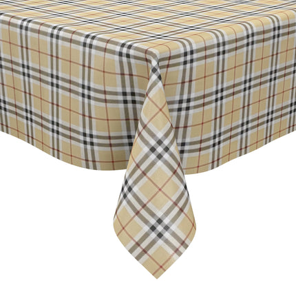 Wachstuch Tischdecke geprägt 619-1 beige kariert Oxford Tartan Scotland eckig rund oval