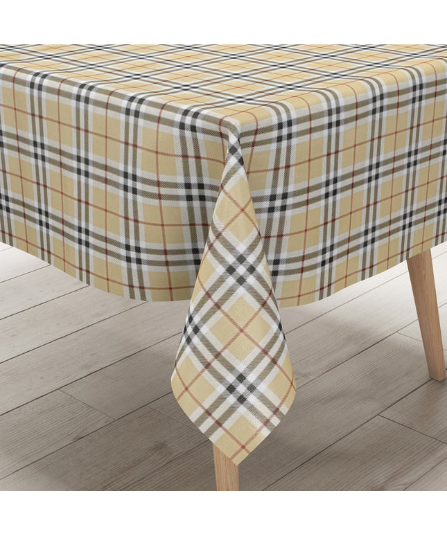 Wachstuch Tischdecke beige kariert Tartan Oxford