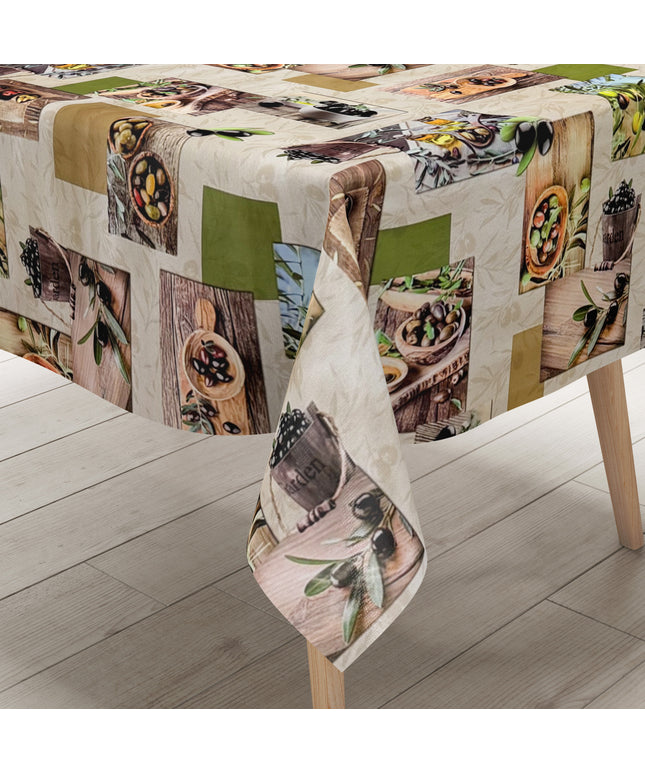 Wachstuch Tischdecke Oliven Holz